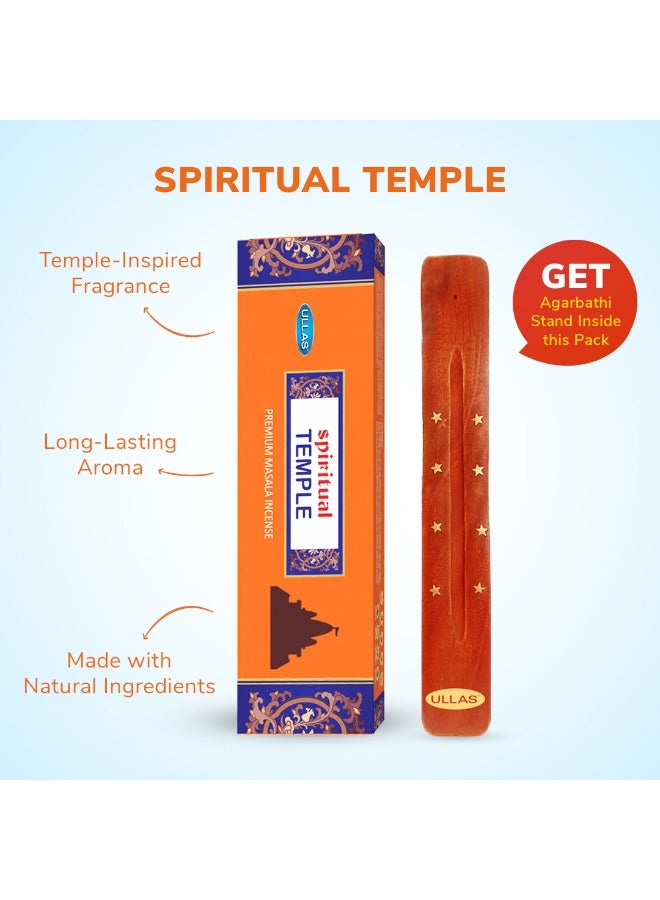 Ullas Spiritual Temple Agarbathi Premium Masala Incense Sticks with Woody Fragrance (80 Sticks) With Stick Holder - Image 3